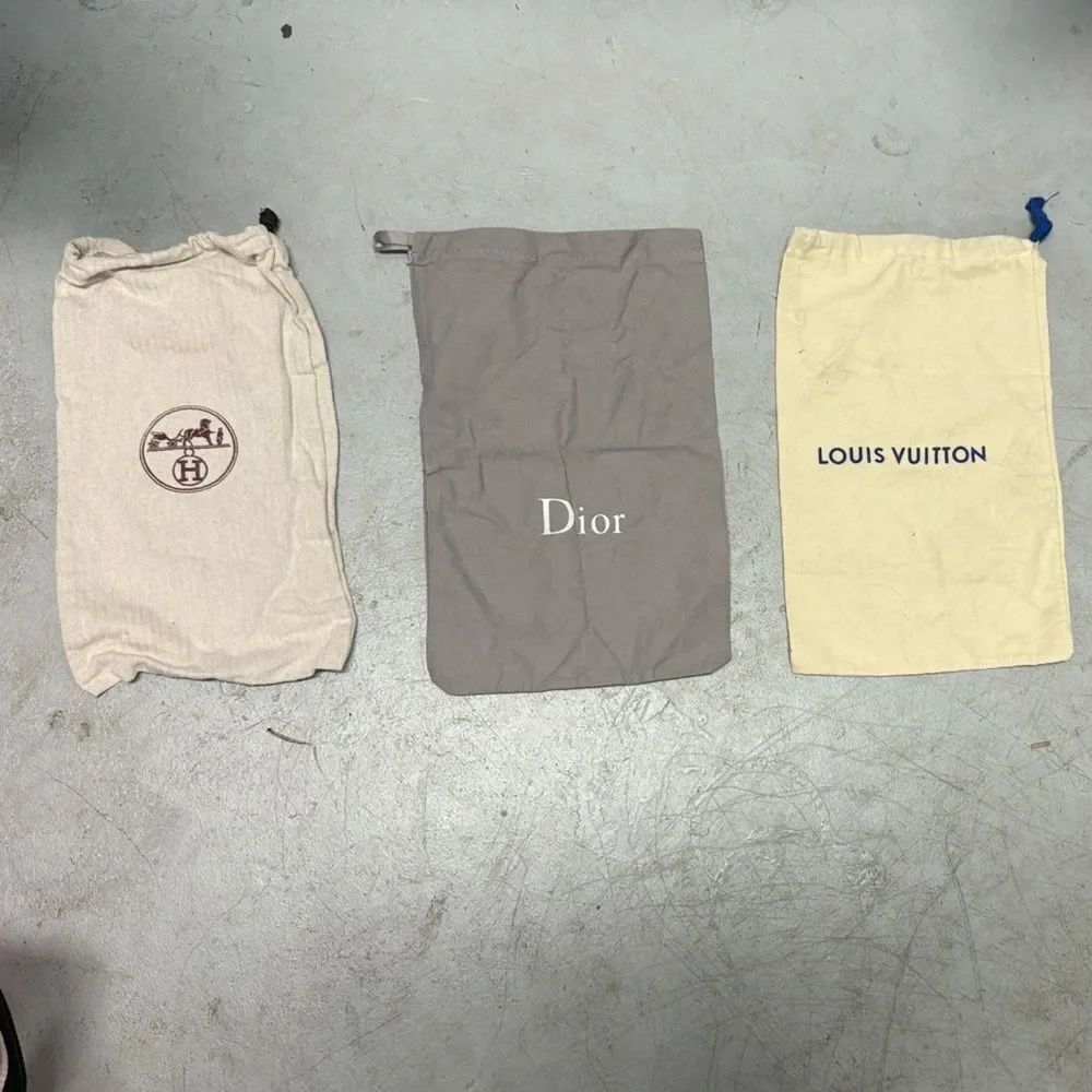 Dior Hermes & Louis Vuitton Dust Bag Set 3 SMALL Dust Bags - Drawstring Closures